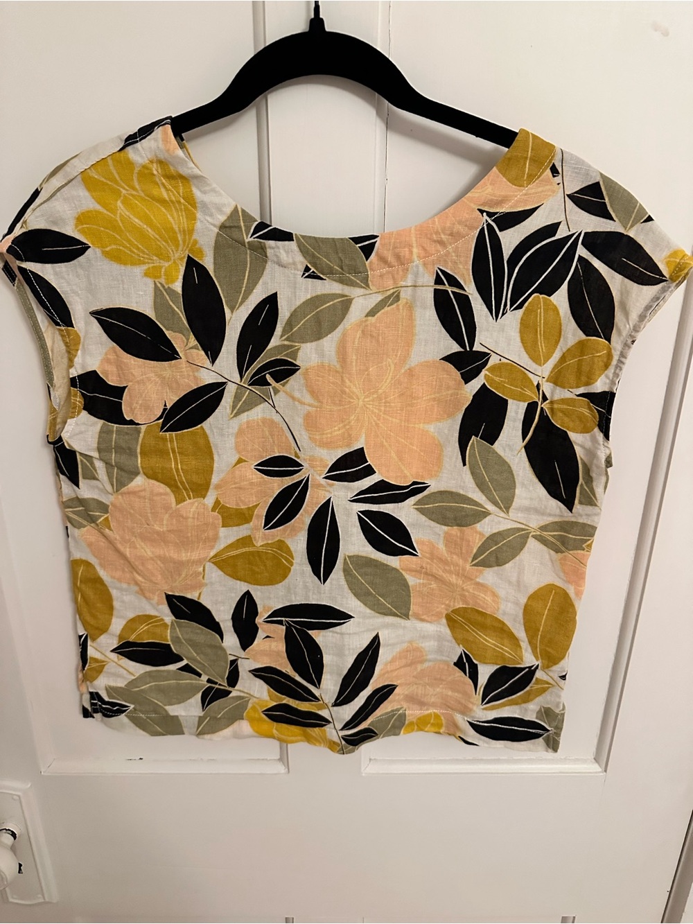 Rachel Zoe 100% Linen Coastal Tropical Sleeveless Top Vacation Basic